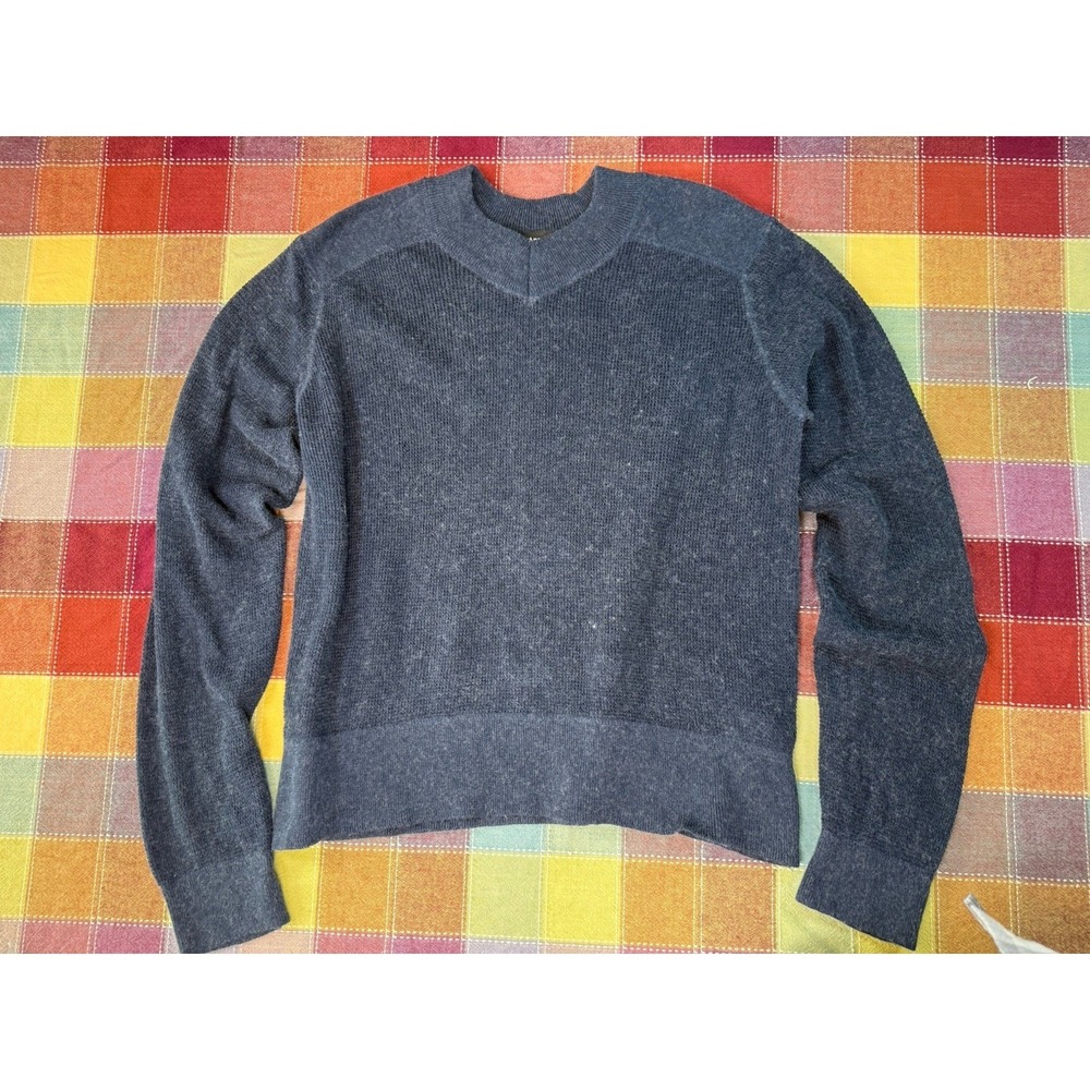 prAna XL Crewneck Sweater Blue Organic Cotton Wool Blend Casual